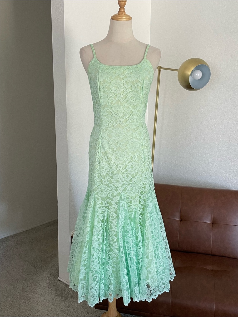 Vintage 1980s 1970s Boho Prairie Lace Wedding Bridesmaid Mermaid 2-piece Dress
